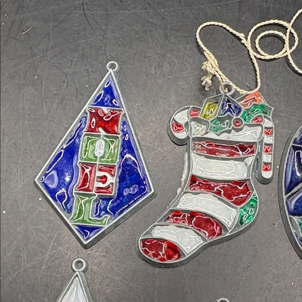 Colorful Vintage Plastic Stained Glass Ornaments